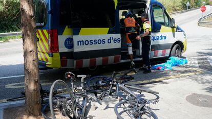 Lugar del atropello de un grupo ciclistas, dos de ellos fallecidos, el pasado domingo en Castellbisbal.