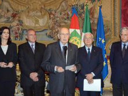 El reelegido presidente de Italia, Giorgio Napolitano