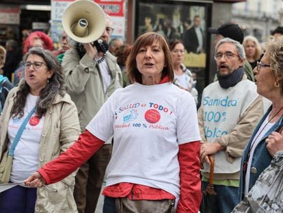 Concentración de la Marea Blanca en Madrid para exigir una sanidad pública de calidad el pasado mes de septiembre.  