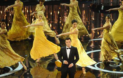 El presentador Seth MacFarlane durante una actuación en la 85ª Edición de los Premios Oscars.