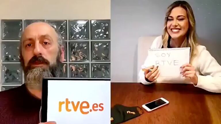 Imagen del vídeo difundido por los interinos de RTVE solicitando una mejora de su situación.