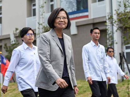 La presidenta taiwanesa, Tsai Ing-wen, en una base militar en Hsinchu, al norte del país, la semana pasada.