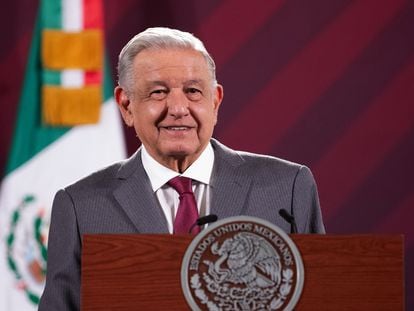Andrés Manuel López Obrador durante su conferencia matutina de este jueves, en Ciudad de México.