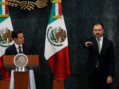 Luis Videgaray juto a Enrique Peña Nieto durante la toma de posesión de su cargo como secretario de Asuntos Exteriores