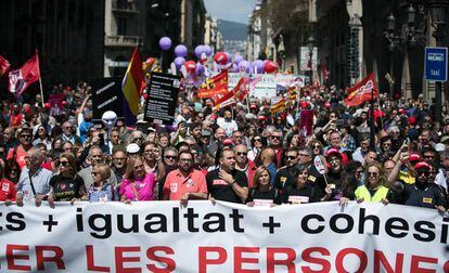 Manifestación del Día Internacional del Trabajador, el pasado 1 de mayo en Barcelona.