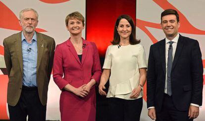 De izquierda a derecha, Jeremy Corbyn, Yvette Cooper, Liz Kendall y Andy Burnham.