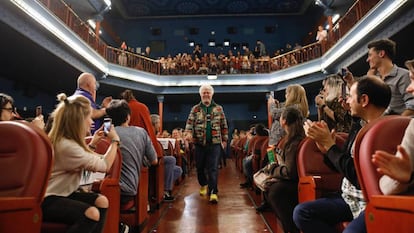 Pedro Almodóvar, ayer, en la presentación de la película 'La mala educación' en la Filmoteca.