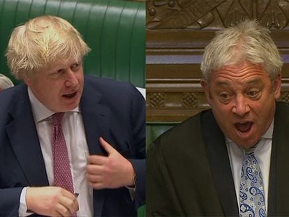 Boris Johnson y John Bercow, durante el debate.
