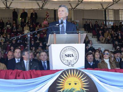 El presidente argentino, Mauricio Macri, en la apertura de la feria de exposición de la Sociedad Rural.