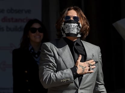 Johnny Depp, en el último día de su juicio contra 'The Sun', el 28 de julio de 2020, en Londres.