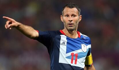 Giggs, durante el primer partido de la selección británica en los Juegos.