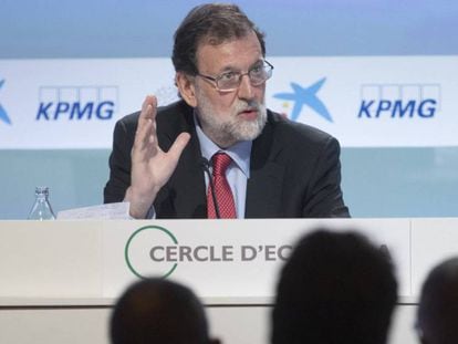El presidente del Gobierno Mariano Rajoy, este sábado, en la jornadas del Circulo de Economía en Sitges.