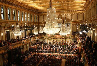 Vista general de la sala donde se celebra el Concierto de Año Nuevo de la Filarmónica de Viena.