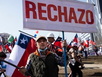 Manifestación por el rechazo a la Constitución el pasado 20 de agosto en Santiago de Chile.