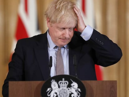 El primer ministro británico, Boris Johnson, durante una rueda de prensa.