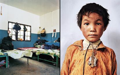 Lobsang, 8 años, de camino a India reside en un centro de Nepal (Perteneciente al libro 'Where Children Sleep', editado por Chris Boot).