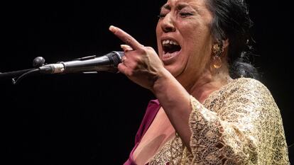 Amparo Heredia Reyes, 'La Repompilla', durante su actuación en la final de la 60ª edición del Festival Internacional de Cante de las Minas, ese sábado en La Unión (Murcia).