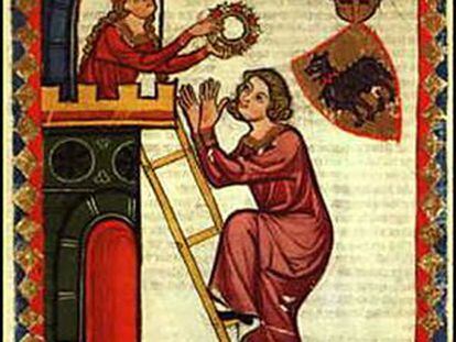 Imatge medieval d&rsquo;una parella d&rsquo;amants.