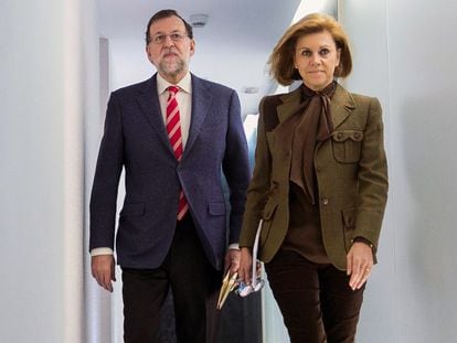 Mariano Rajoy y la secretaria general del PP, María Dolores de Cospedal.