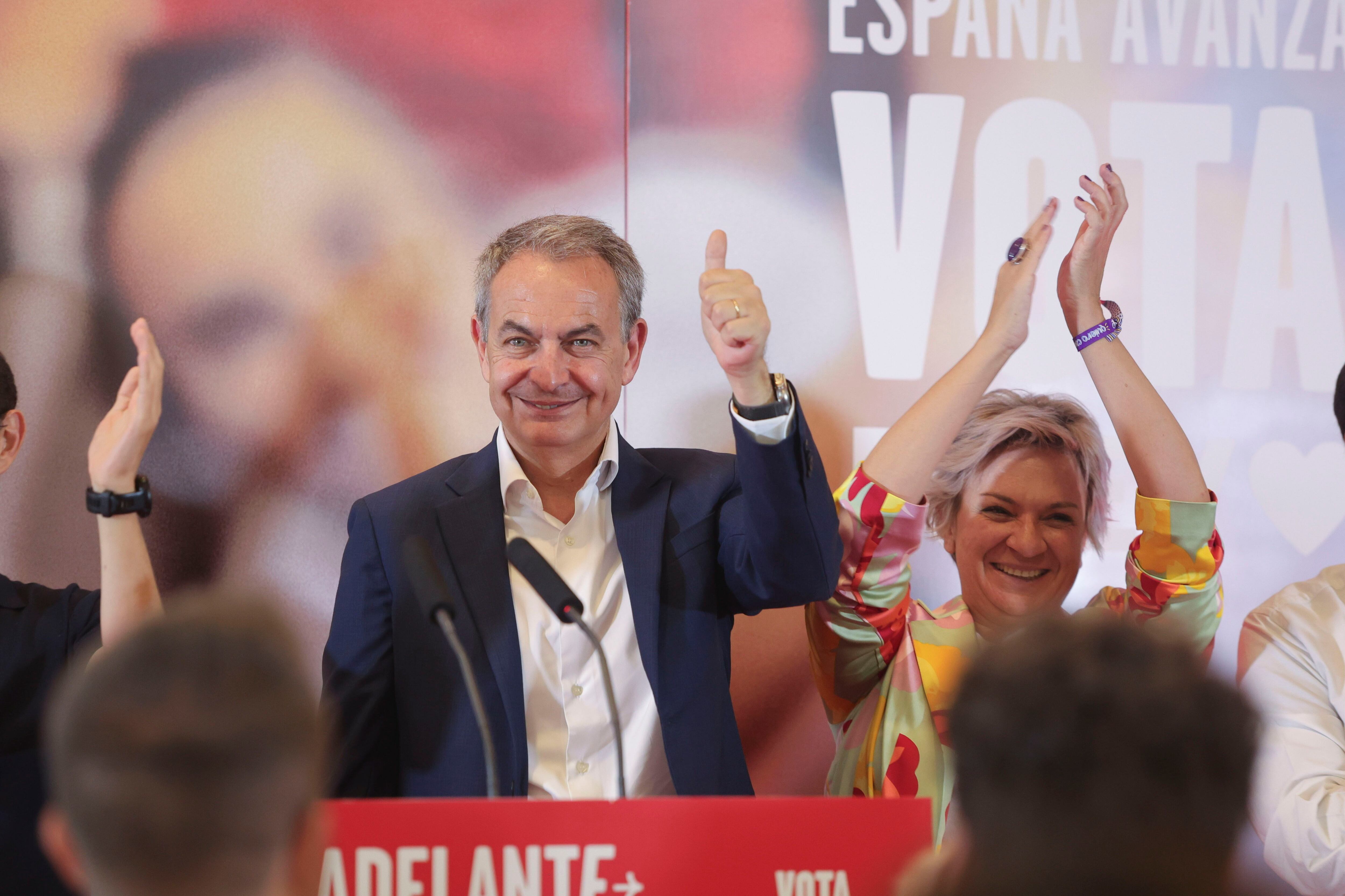 SALAMANCA, 19/07/2023.- El expresidente del Gobierno, José Luis Rodríguez Zapatero durante el mitín de campaña electoral en Salamanca celebrado este miércoles. EFE/JM García
