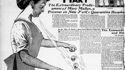 Una ilustración del 20 junio 1909 en 'The New York American' sobre Mary Mallon.