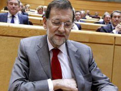 El presidente del Ejecutivo, Mariano Rajoy, al inicio de la sesi&oacute;n de control al Gobierno celebrada en el Senado. EFE/Archivo