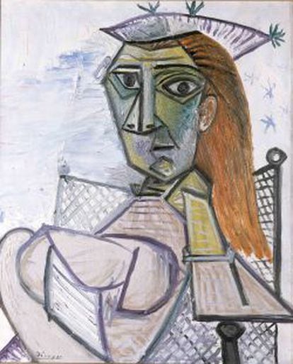 Mujer sentada en un sillón, de Pablo Picaso en el Museo Guggenheim.