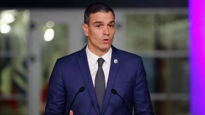 Pedro Sanchez en una conferencia de prensa
