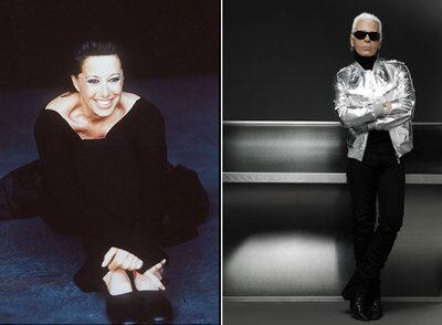 Los diseñadores Donna Karan (a la izquierda) y Karl Lagerfeld.