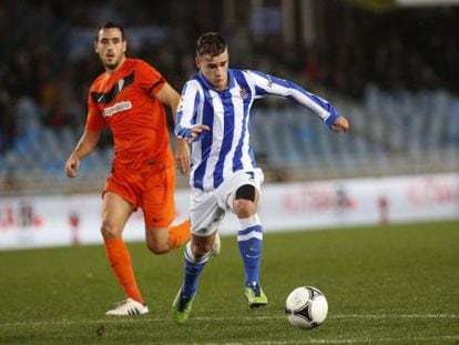 Antoine Griezmann, en el partido de Copa contra el C&oacute;rdoba jugado esta temporada en Anoeta.