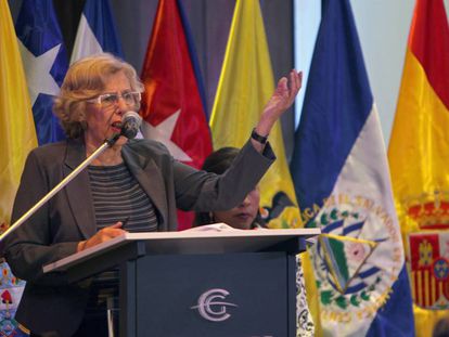 Carmena, el pasado lunes en la XVII Asamblea de la Uni&oacute;n de Ciudades Capitales de Iberoam&eacute;rica en La Paz (Bolivia).