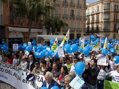 Manifestaci&oacute;n por el centro de M&aacute;laga contra las nuevas tarifas del agua. 