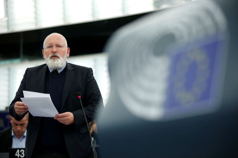 El vicepresidente de la Comisión Europea, Frans Timmermans, en la Eurocámara.