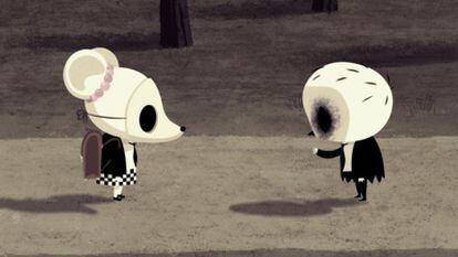 Un fotograma del corto Birdboy, de Pedro Rivero y Alberto Vázquez, en el que aparecen los dos protagonistas