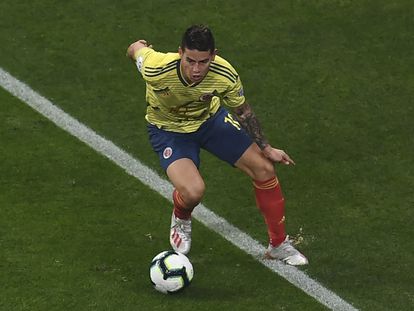 James Rodríguez durante un partido de la Copa América 2019 con Colombia.
