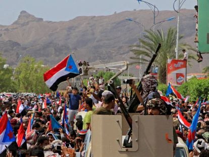 Partidarios de los separatistas, el 15 de agosto en Adén.