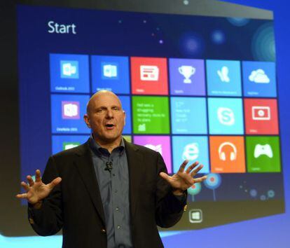 Steve Ballmer, durante la presentaci&oacute;n de Windows 8.