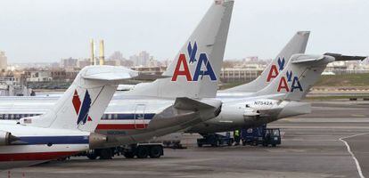 Aviones de American Airlines en el aeropuerto de LaGuardia de Nueva York.