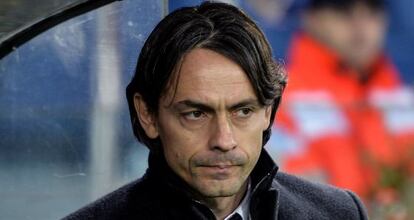 Filippo Inzaghi, entrenador del Milan, ayer en el Olímpico.