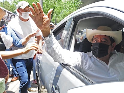 Félix Salgado, en Ciudad de México este abril durante una protesta.