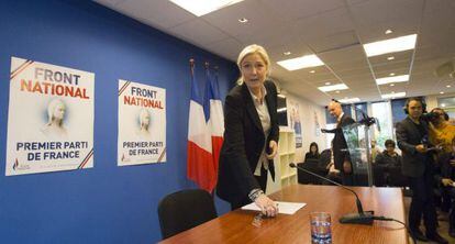 Le Pen, l&iacute;der del Frente Nacional, este martes en Nanterre (Francia).