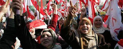 Manifestación en Beirut contra el Gobierno, organizada por Hezbolá.