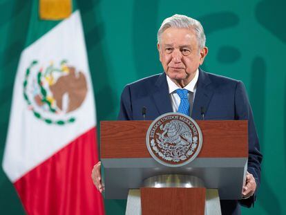El presidente de México, Andrés Manuel López Obrador, durante una conferencia de prensa.