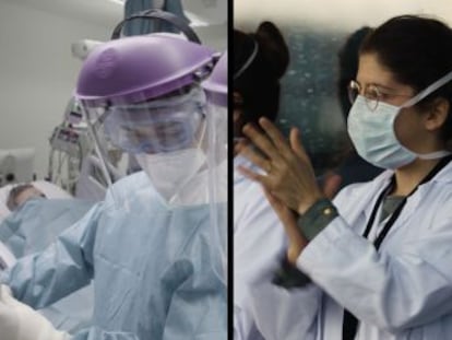 Cada día reciben miles de aplausos a las ocho de la tarde. Seis profesionales recuerdan en este documental de EL PAÍS los momentos más duros de la crisis del coronavirus