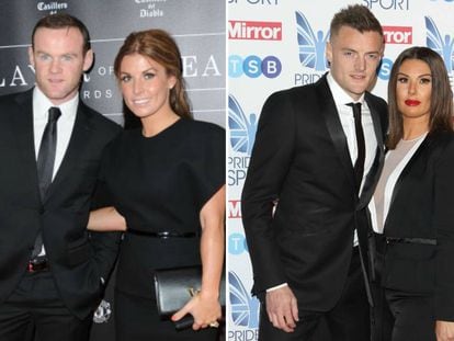 De izquierda a derecha, los futbolistas Wayne Rooney y Jamie Vard con sus respectivas esposas, Coleen y Rebekah.
