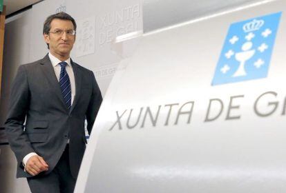 Alberto Núñez Feijóo, tras la reunión del Consello