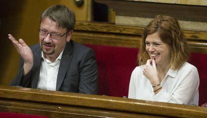 Xavier Domènech y Elisenda Alamany, en un Pleno del Parlament.