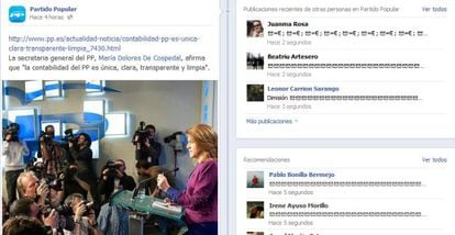 La página del Facebook del PP se ha llenado de sobres en señal de protesta.