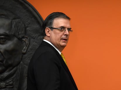 Marcelo Ebrard durante una visita a la embajada mexicana en Washington, en septiembre de 2019.