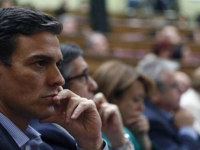 El ex secretario general del PSOE, Pedro Sánchez, en el debate de investidura de Mariano Rajoy.